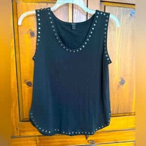 J.Crew Ladies Size Small black tank with metal tacks and rounded hem. NWOT